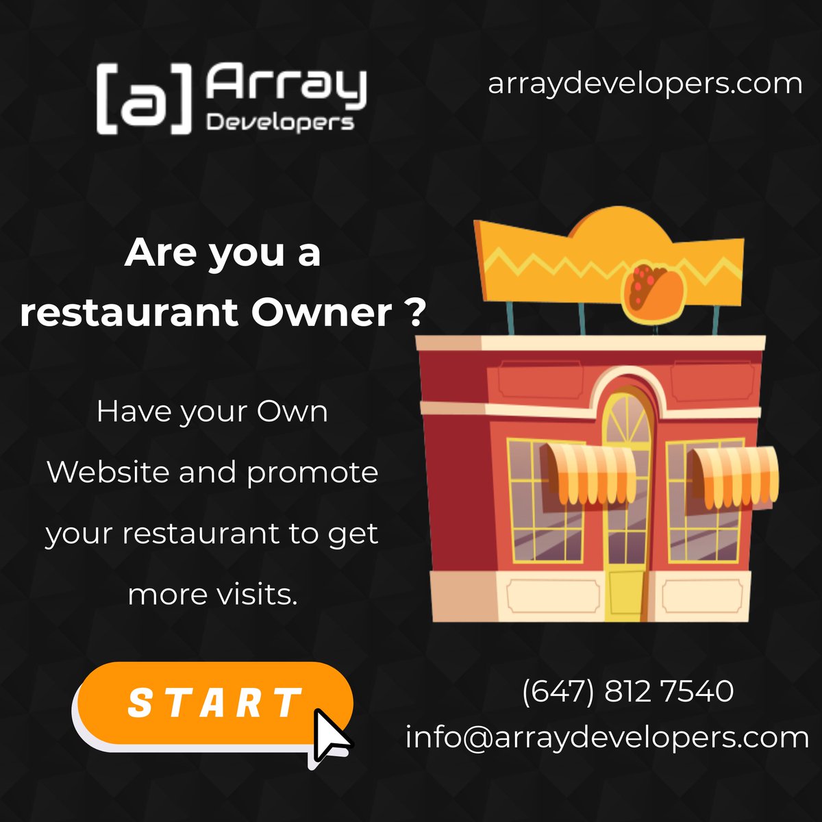 ArrayDevelopers's tweet photo. Get your restaurant a brand new website and serve your signature dishes to the people of city or country or World.
Get Started

#restaurants #restaurant #toronto #ontario #canada #website #websitedevelopment  #WordPress #wordpresswebsite #torontobusiness #business #businessowner https://t.co/ixwrVmjAzT