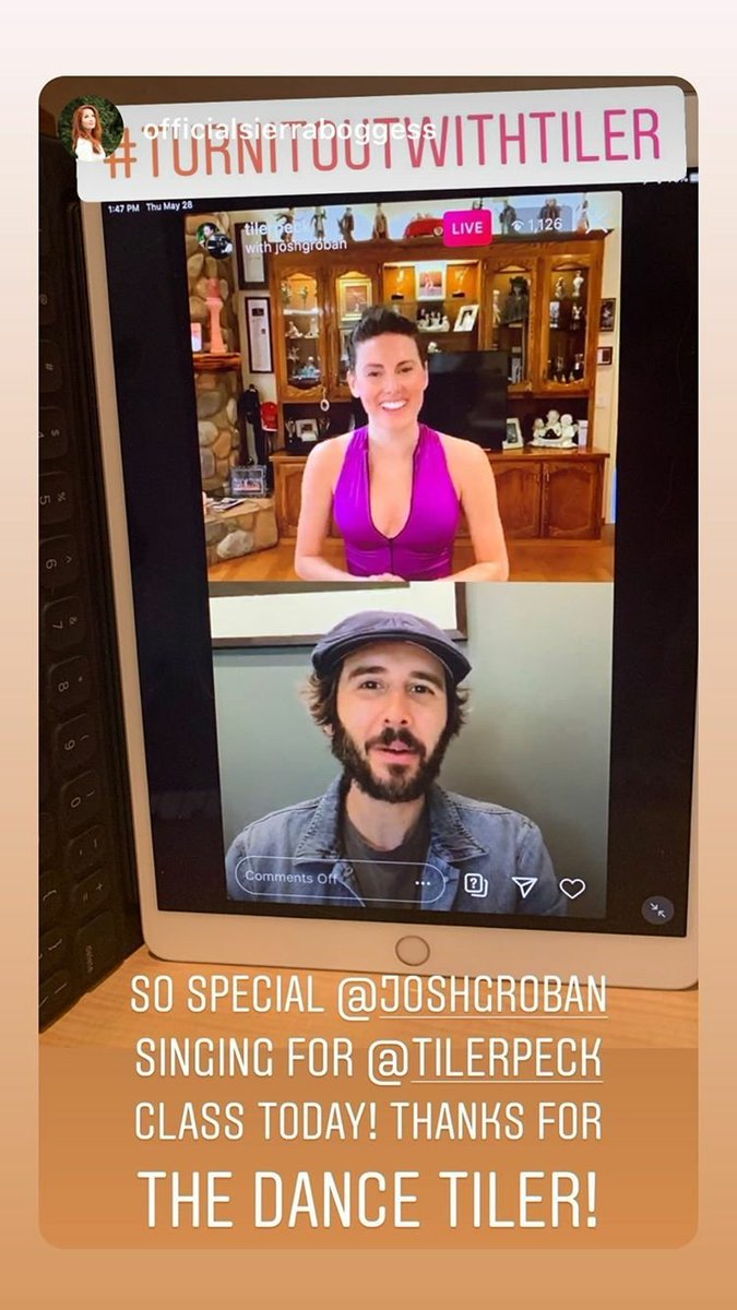 . @joshgroban with  @tilerpeck singing for  #turnitoutwithtiler dance students.  #instastory  #ballet  #dance  #arts Part 2