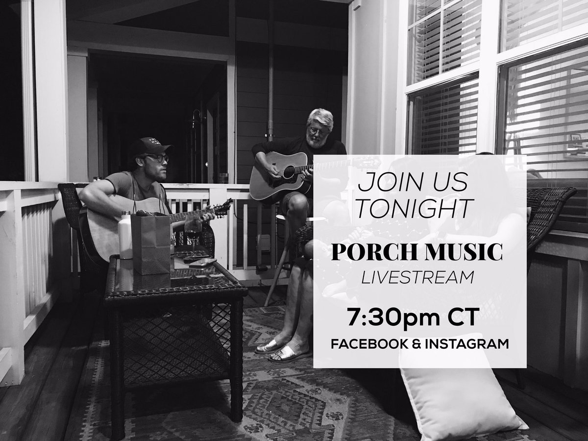 Porch Music Livestream TONIGHT! 🎶 Come hang with us on Facebook and Instagram at 7:30 CT to hear some brand new songs!