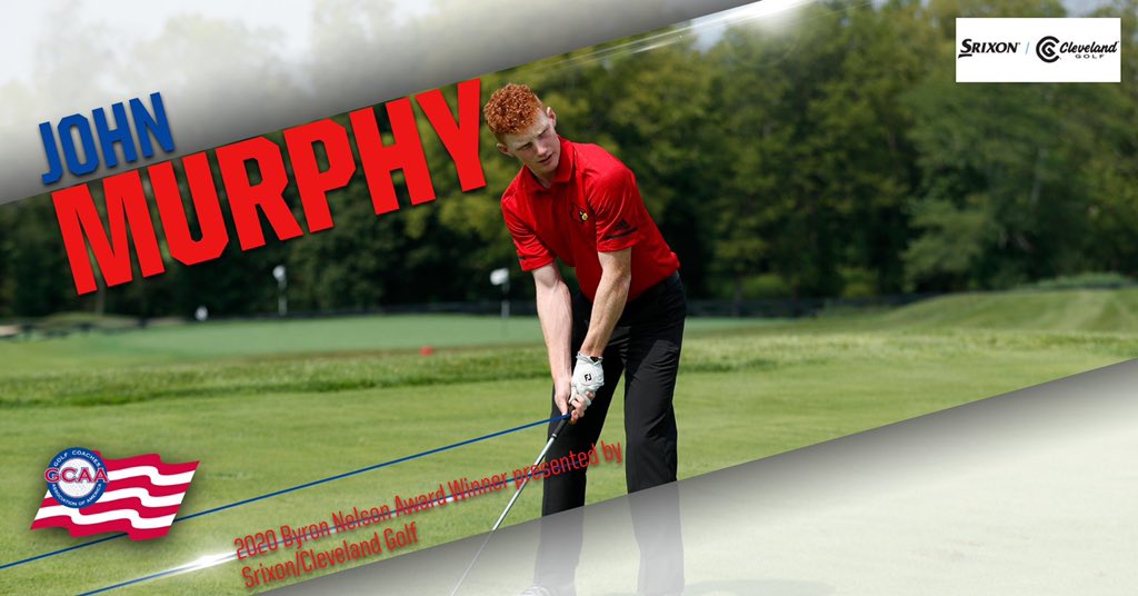 GolfCoachesAssn's tweet photo. Congratulations to John Murphy of the University of Louisville on being named the recipient of the Byron Nelson Award presented by @SrixonGolf @ClevelandGolf! ⛳️

FULL STORY: https://t.co/NzAuJnqJ0W https://t.co/rJdEYLrgtI
