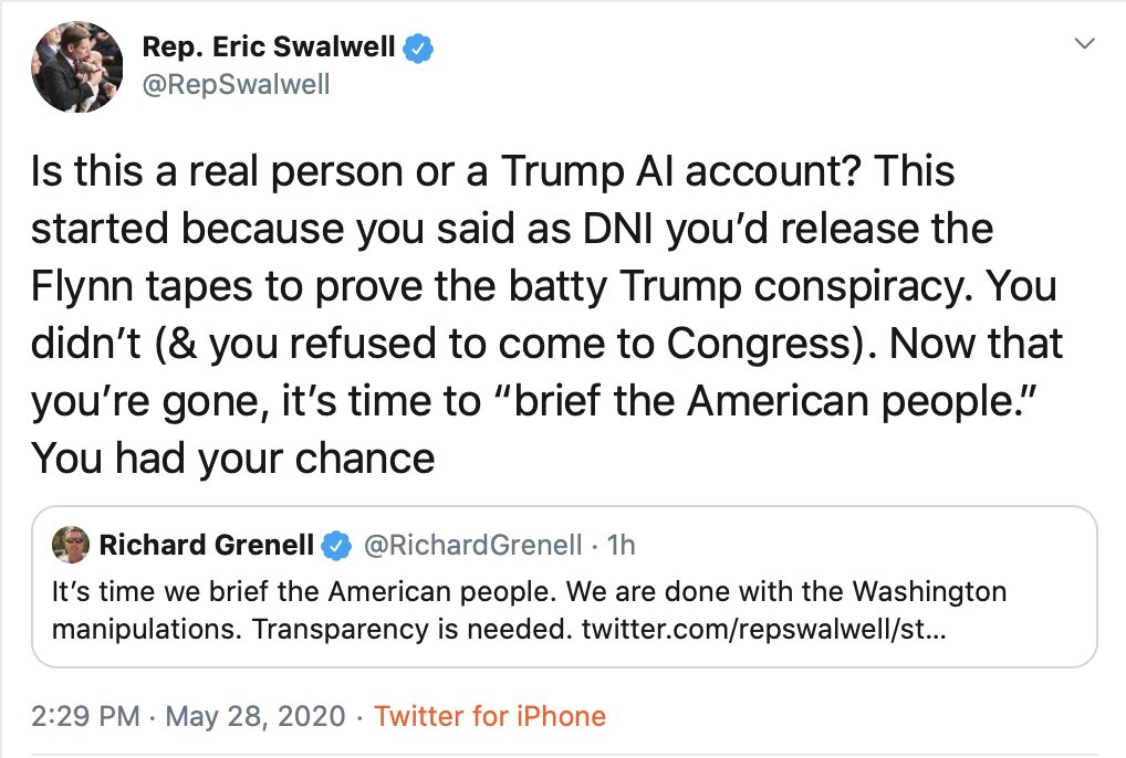Swalwell/Grenell Twitter sparring cont. 3/