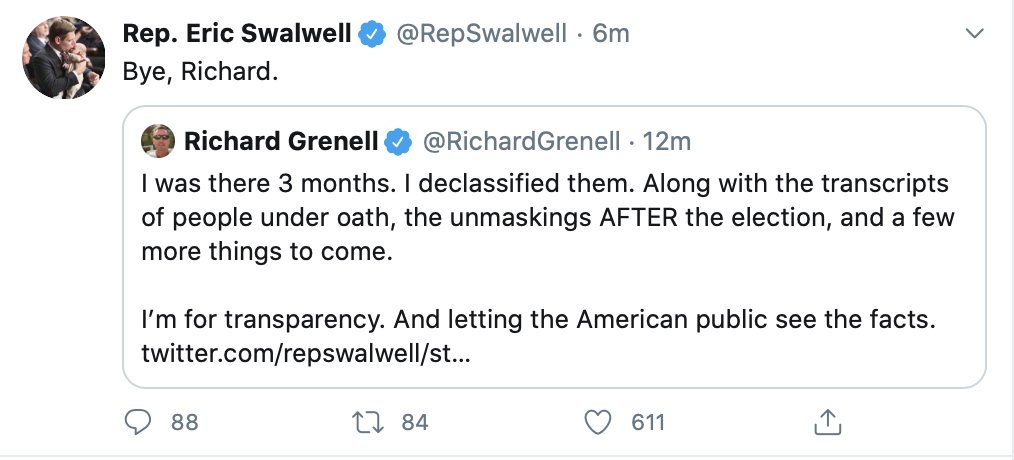 Swalwell/Grenell Twitter sparring cont. 3/