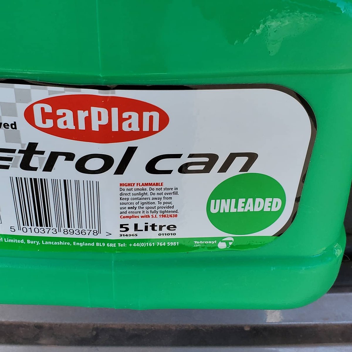  @Tetrosyl What's the capacity of a 5l petrol can please?