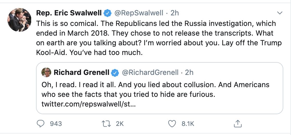 Swalwell/Grenell Twitter sparring cont. 2/