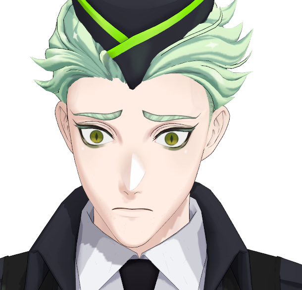 1boy male focus solo open mouth hat green hair white background  illustration images