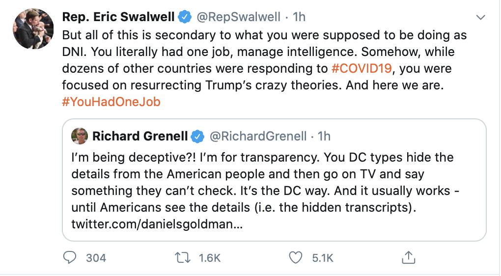 Swalwell/Grenell Twitter sparring cont. 2/