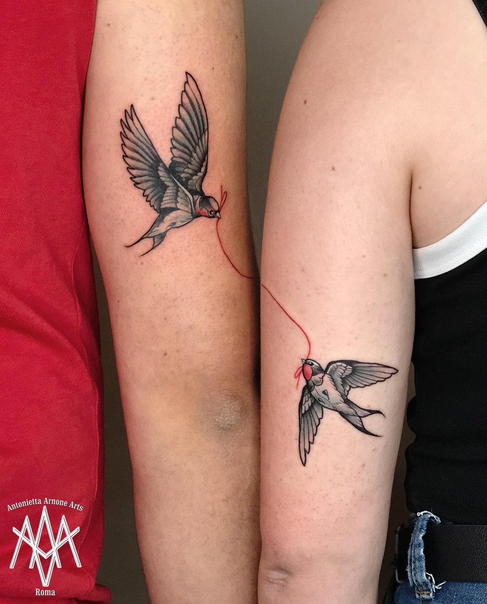 swallow #swallows #tattoo #antoniettaarnonearts #roma #rome #trastevere  #couple #coupletattoo #tattoocouple #bird #birds #love #lovetattoo  #tattoolove #lover #lovers #tatuaggio #inked #ink #tattoos #doubletattoo # double #tattooidea #tattooideas #idea ..., image size:968x1200