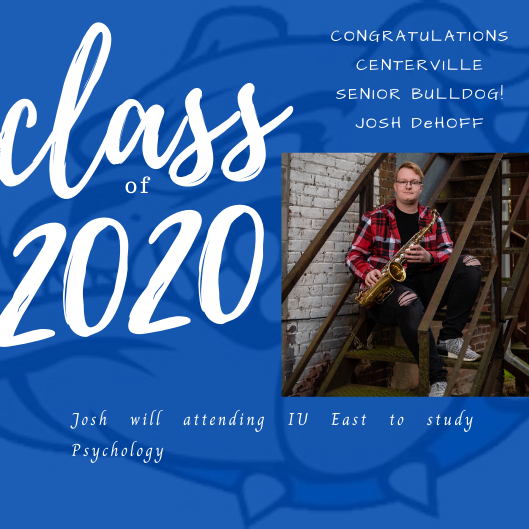 #SeniorSpotlight
Congratulations, Josh! CHS is very proud of you and all of your hard work! Best wishes to you and all of your future endeavors! @mmccoypal @CentervilleSupt <a href="/Thollendonner/">Tim Hollendonner</a> <a href="/iueredwolves/">IU East Red Wolves</a>