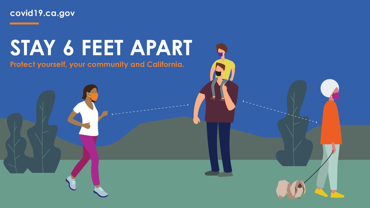 CaliforniaDDS's tweet photo. When going outdoors with members of your household remember to:
 
➡️Keep your distance from others
➡️Wearing a face covering is recommended
➡️Bring hand sanitizer
 
#YourActionsSaveLives #PhysicalDistancing #californiansforall https://t.co/J0U1xcKoZ2