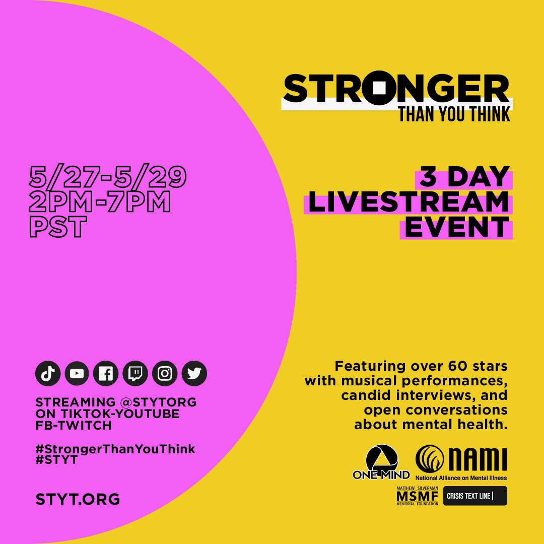 LexiCUnderwood's tweet photo. Hey fam! Join me, along with @STYTorg @NAMICommunicate, tmrw, Friday, May 29th from 3:45-4:15 PST as @jameelajamil and I talk about youth &amp; mental heath during these challenging times. Honored to lend my voice &amp; experience to this much needed conversation.   #StrongerThanYouThink https://t.co/D91I3JhQlT