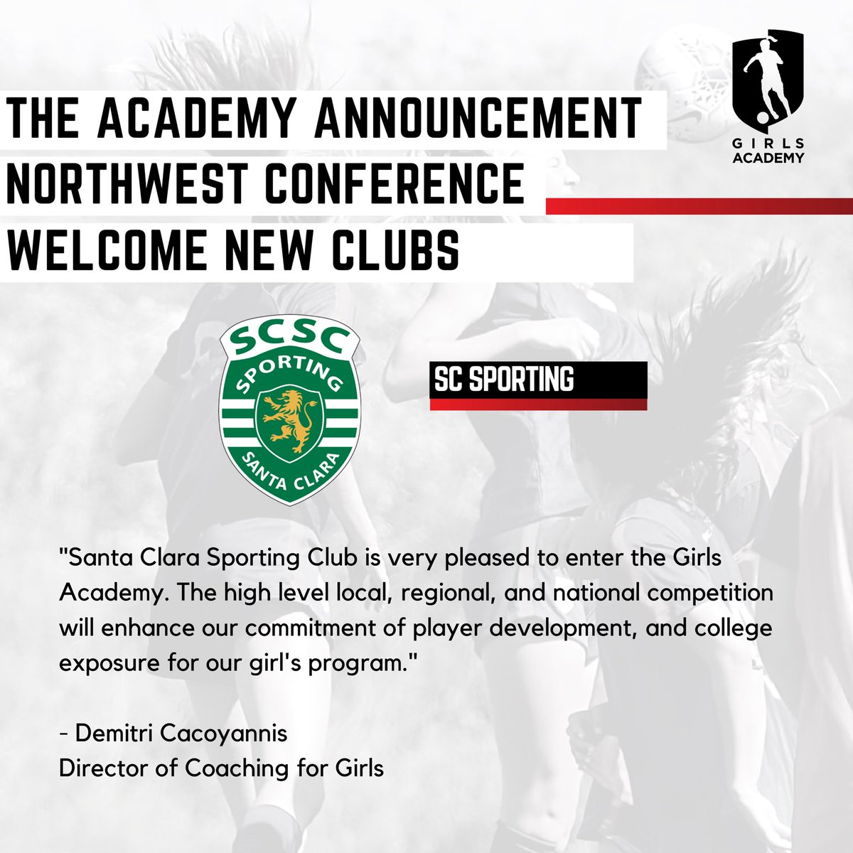 GAcademyLeague's tweet photo. An exciting day in NorCal. We are thrilled to announce the addition of 2 clubs in our Northwest Conference, Santa Clara Sporting and FC Bay Area. Welcome to the GA! #GAWTP #GAFTP #GAOAM https://t.co/sdmybIuBs7