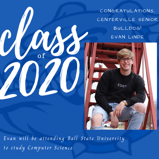 #SeniorSpotlight
Congratulations, Evan! Thank you for all of your hard work at CHS! Best wishes to you and all of your future plans! @mmccoypal @CentervilleSupt <a href="/Thollendonner/">Tim Hollendonner</a> <a href="/BallState/">Ball State</a>
