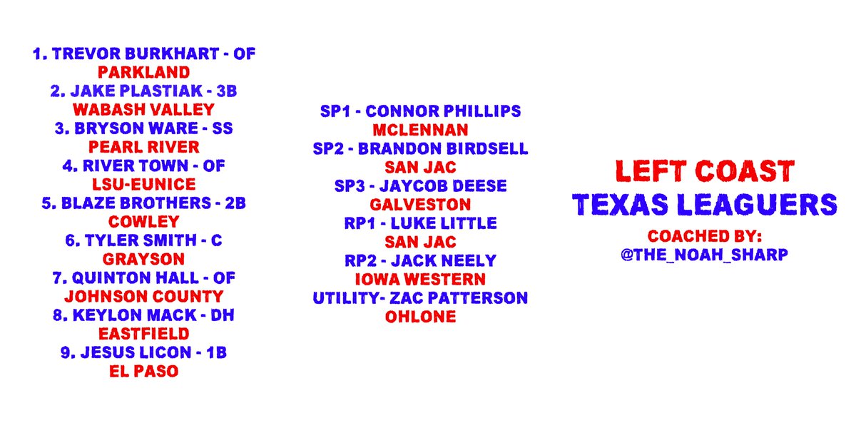 The Left Coast Texas Leaguers Coached by  @The_Noah_Sharp