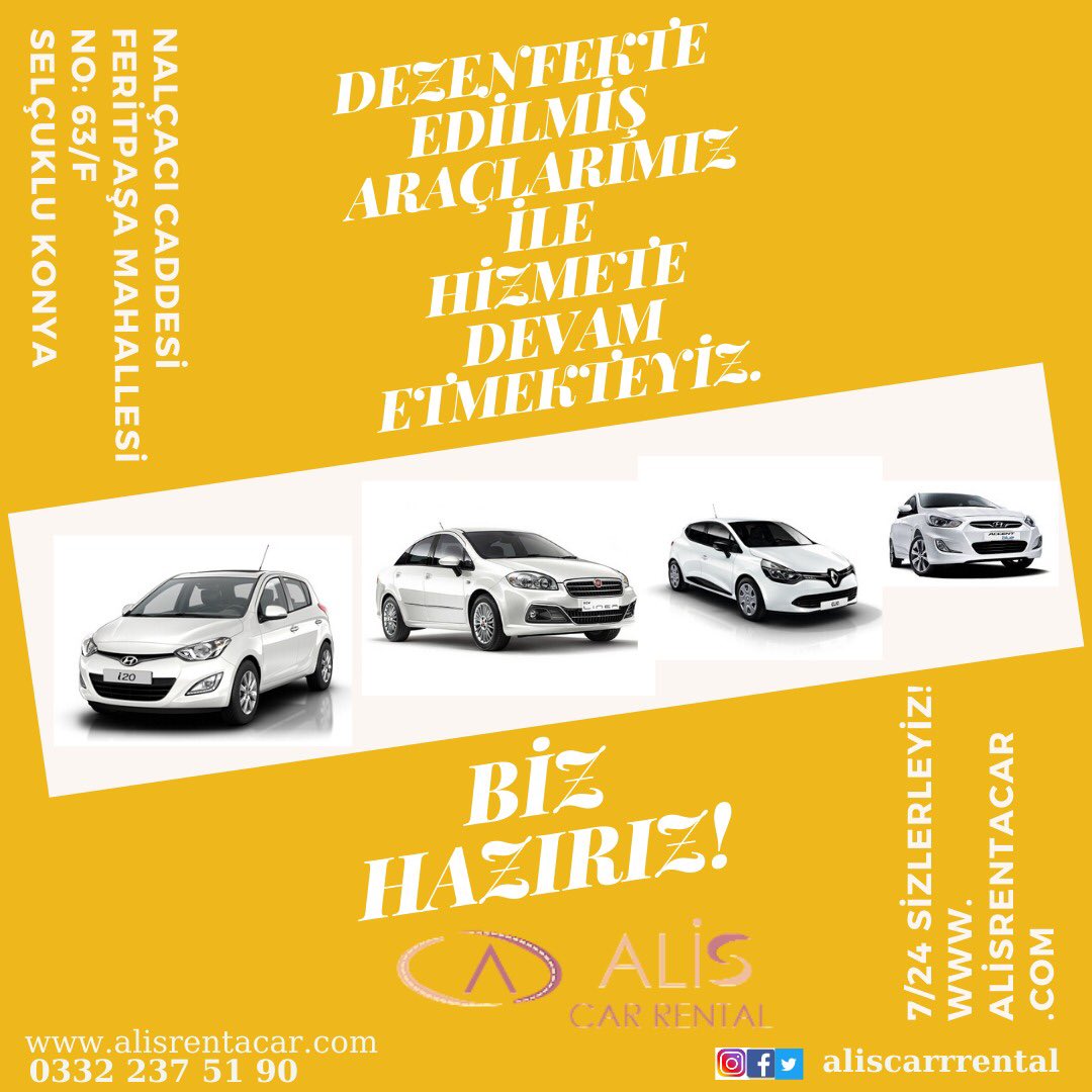 Hizmete devam etmekteyiz.

Biz hazırız!

Kolay,hızlı,ekonomik araç kiralama servisi

Havalimanı, Tren Garı, Otogar Ekonomik Orta ve Lüks araçlarımız ile sizlere güvenilir Konya içi ve Dışı Araç Kiralama hizmeti veriyoruz..
🌍 alisrentacar.com
📩alisotokiralama@hotmail.com