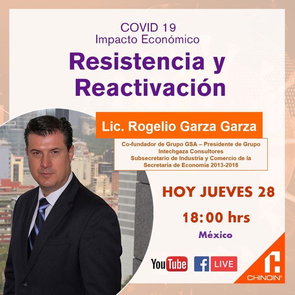 #ElCuartelInforma

Nuestros amigos de <a href="/ChinoinPF/">CHINOIN</a> a través de sus cuentas oficiales de #Facebook y #YouTube, tendrán a <a href="/RogelioGzaGza/">Rogelio Garza Garza</a> HOY, en punto de las 18 hrs. una interesete charla sobre "Impacto económico, resistencia y reactivación"
buff.ly/2ZG8y5I
#Chinoin