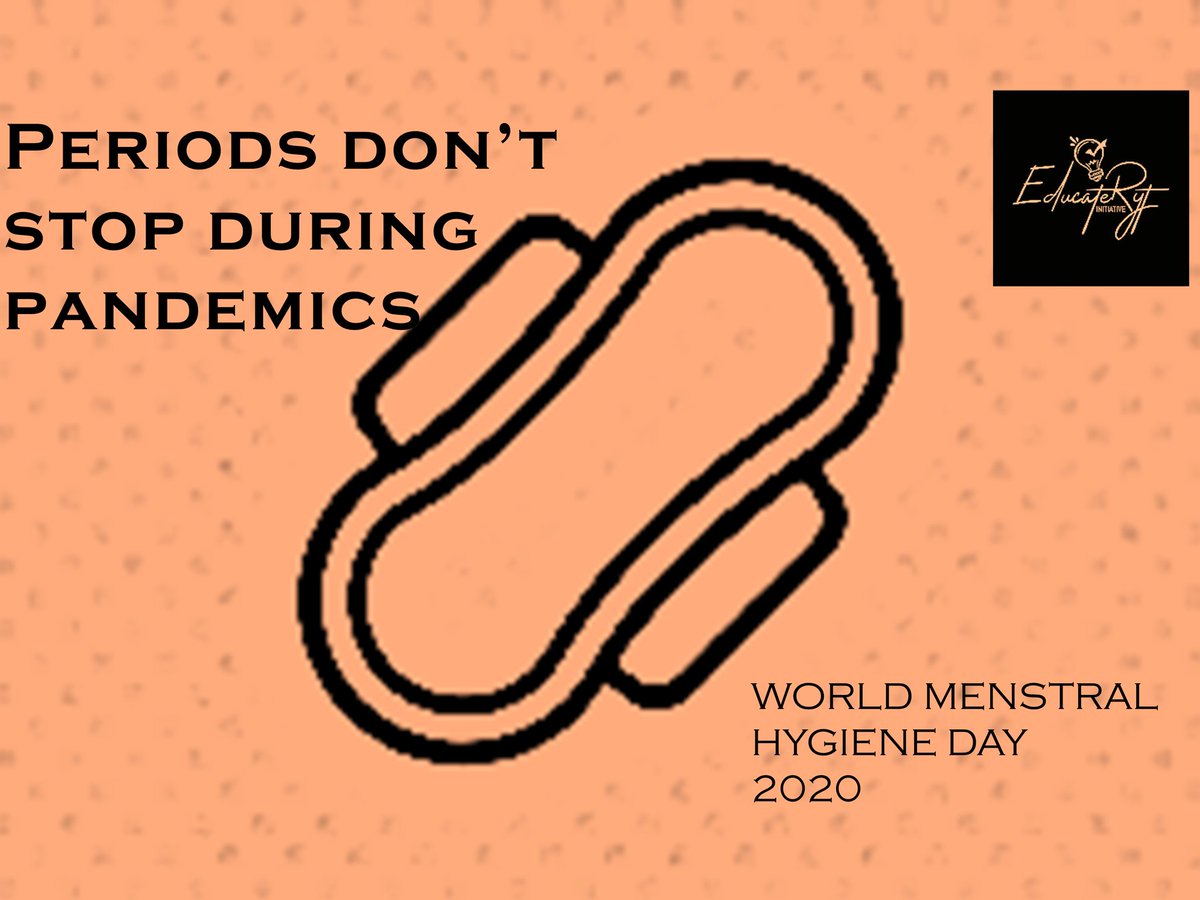 educateryt's tweet photo. WORLD MENSTRUAL HYGIENE DAY 2020

Periods dont stop in pandemics, so its every girl's right to manage her period safely and with dignity.

#EndPeriodPoverty
#EducaterytInitiative
#PeriodsInPandemics
#MenstralHygieneMatters
#PeriodSafety https://t.co/95L8a36Rbb