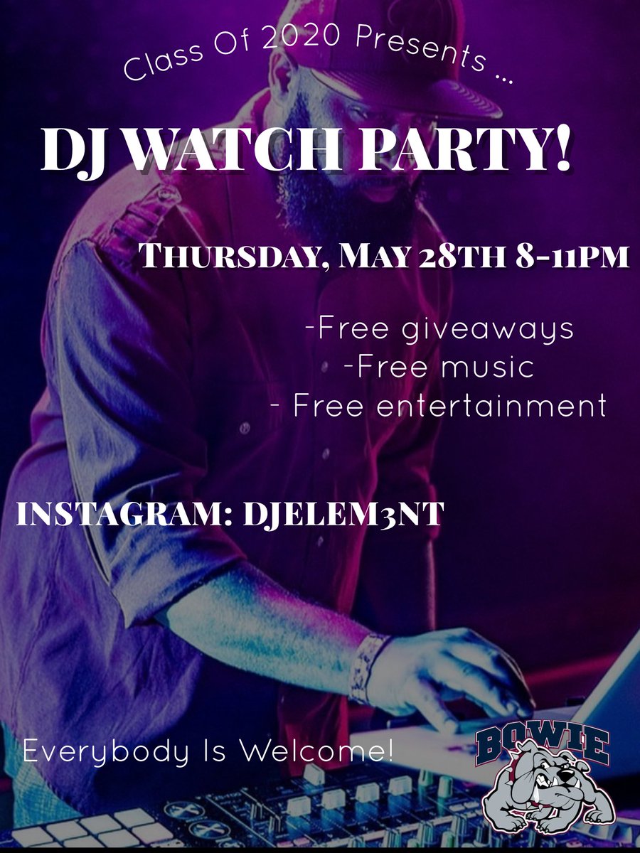 bowiehs2020's tweet photo. Attention class of 2020!!! This evening will be the DJ WATCH PARTY... hope to see you there! 🥳 https://t.co/rmJasCjpOB
