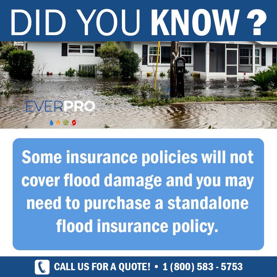 everprosofla's tweet photo. Some insurance policies cover sudden water damage but there may be certain exclusions. If you live in an area that is prone to flooding, you may need to purchase a standalone insurance policy. 💦 #EverProRestoration

📲 (800) 583 - 5753

💻 https://t.co/Pqe6qpMqRL https://t.co/VtFb3UNkxX