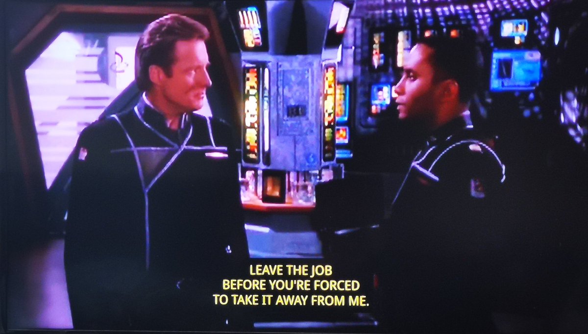 AND NOW FRANKLIN QUITS.Honestly B5 you have like three episodes with literal filler like King Arthur and then you do all this in the space of ten minutes.Franklin is doing the right thing by leaving now before someone gets hurt. Health professionals, take note!
