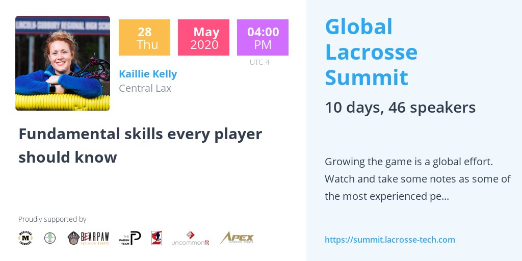 15 mins away from another great presentation! Former <a href="/LacrosseCanada/">Lacrosse Canada</a> member and 2x All-American @hamcollsports women’s lacrosse player <a href="/kbheartslax/">KB</a>      talks skills and drills!