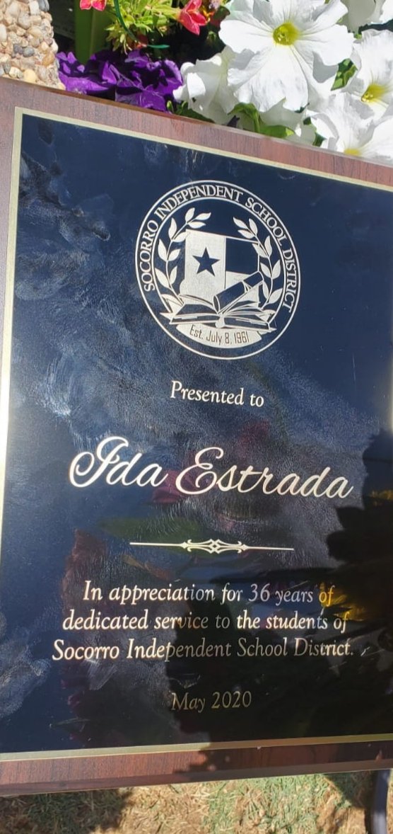 Guillen_Middle's tweet photo. Happy retirement @ida_estrada_DWS! Thank you for 36 years of commitment to #TeamSISD! We will miss you! Enjoy! Hope you loved your parade! #ColtsNation https://t.co/kBVtyXdtFq