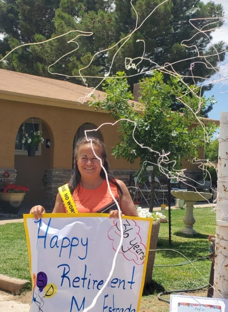 Guillen_Middle's tweet photo. Happy retirement @ida_estrada_DWS! Thank you for 36 years of commitment to #TeamSISD! We will miss you! Enjoy! Hope you loved your parade! #ColtsNation https://t.co/kBVtyXdtFq