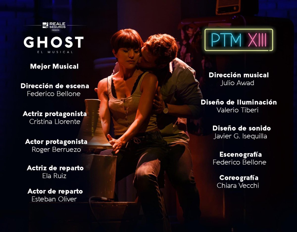 PorLaPuntaDeLa's tweet photo. ✨ Hoy es un día mágico para la producción de @GhostMusicalEsp ¡Felicidades por sus 11 nominaciones! https://t.co/dNF2jT8DkG