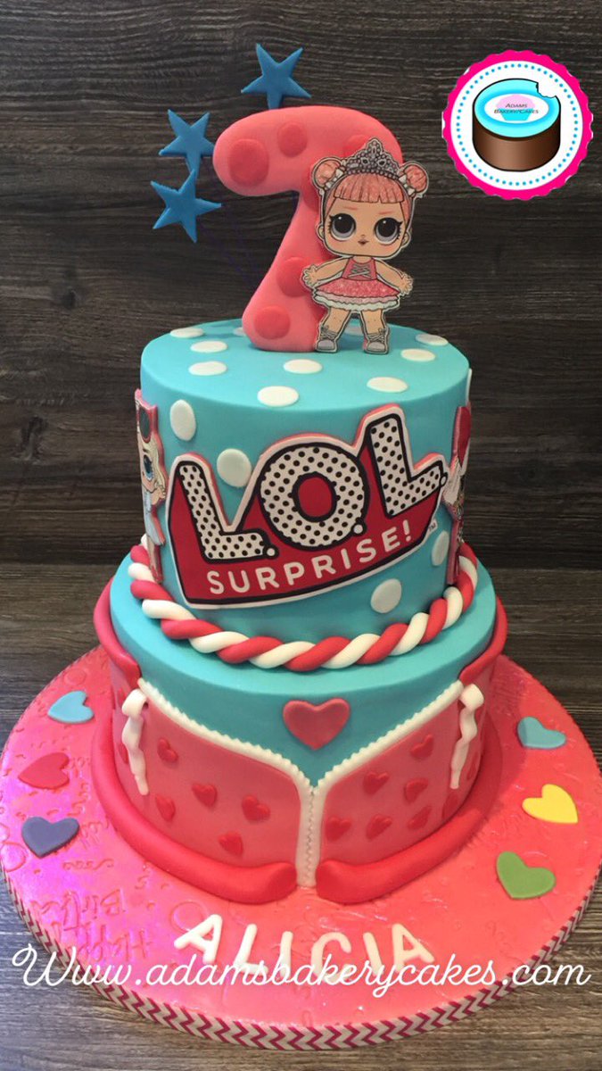 adamsbakerycake's tweet photo. 🎉 suprise lol doll cake 🎉 made to celebrate a 7th birthday ! Bottom tier jacket zipper cake , with polka dot top tier, giant 7 and character topper! 
https://t.co/voL2MZYMIT https://t.co/JgTIYSFjZa
