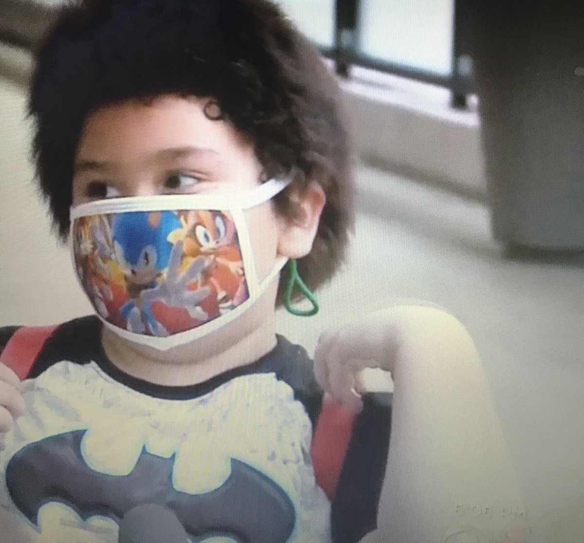 So, this was random. Yesterday on the news, I saw a kid wearing a Sonic Boom face mask and a Knuckles backpack.