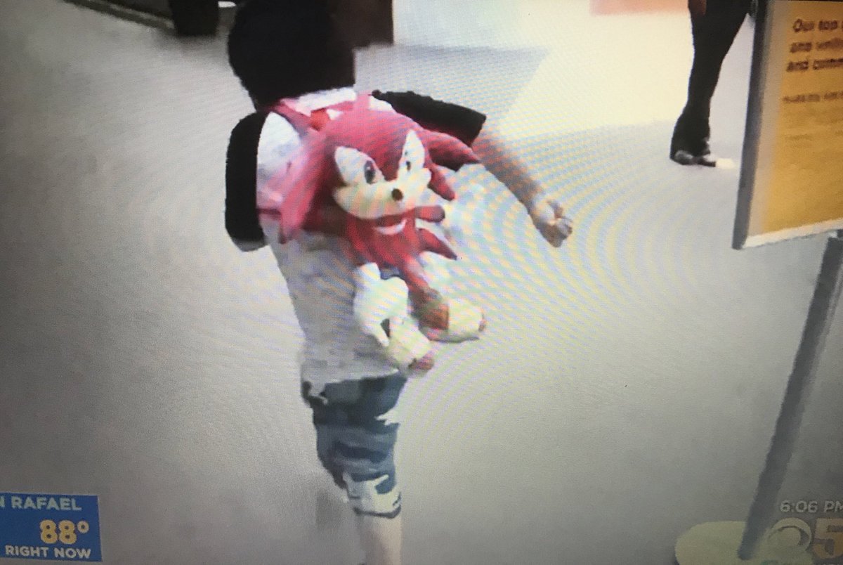 So, this was random. Yesterday on the news, I saw a kid wearing a Sonic Boom face mask and a Knuckles backpack.