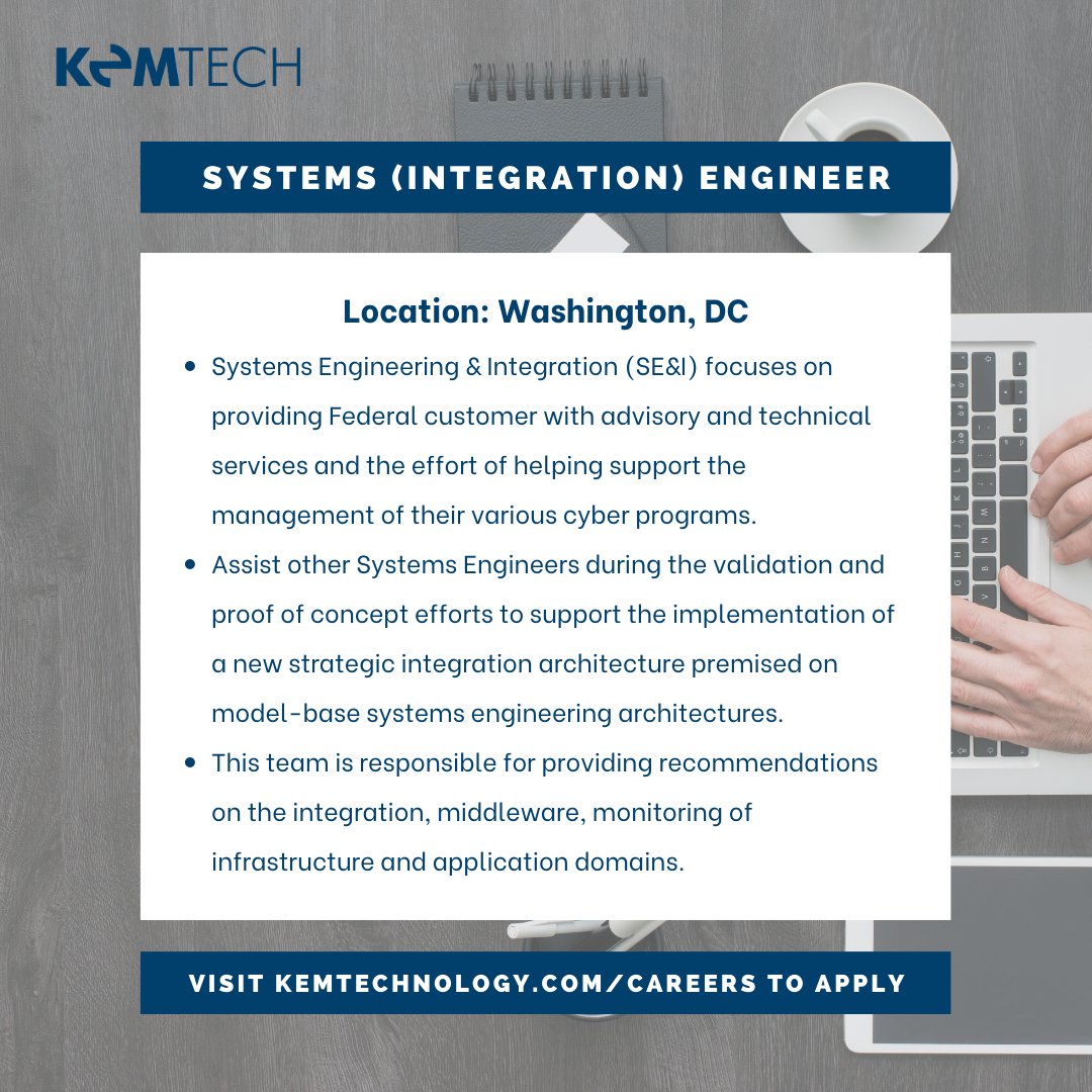 KemTechnology's tweet image. Can you fulfill the responsibilities as a KemTech Systems Integration Engineer? Are you interested in learning more about other responsibilities and requirements?  

Apply Now: kemtechnology.bamboohr.com/jobs/view.php?…

#Newroles #technology #KemTech