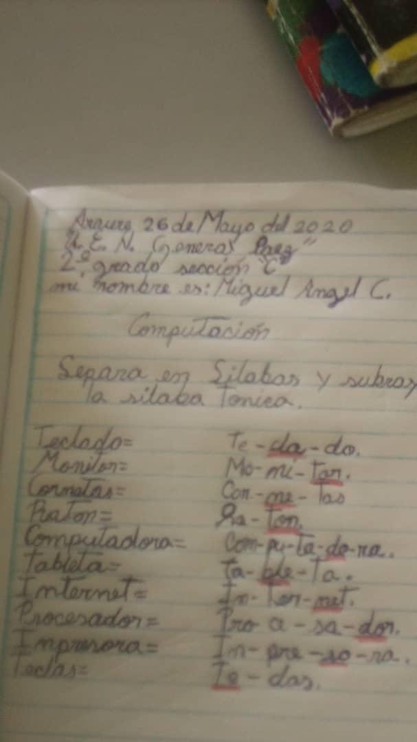 cbitgeneralpaez's tweet photo. #28May Presentes: Asi trabajan nuestros estudiantes las actividades #CBIT de la mano con la planificación del docente de Aula. Separación de Sílabas e identificar la sílaba tónica. @fundabitpor @Fundabit_ @ZEPortuguesa @municipioaraure @MPPEDUCACION @jovalroga @vane_prieto https://t.co/ffntcowVHB