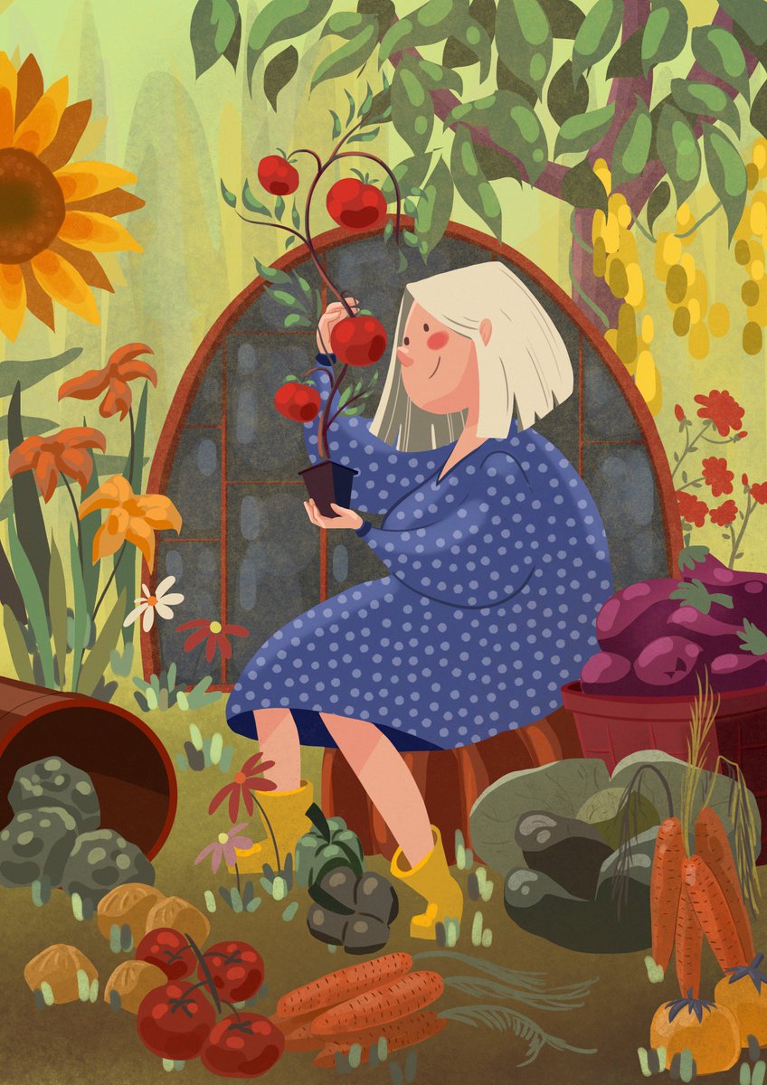 iaksinnia's tweet photo. I decided to make a little break from animation and create an illustration for my ma for Mother's Day :) 

#digitalart #digitalpainting #illustration #characterdesign #garden #MothersDay https://t.co/8Sn41CRx2m