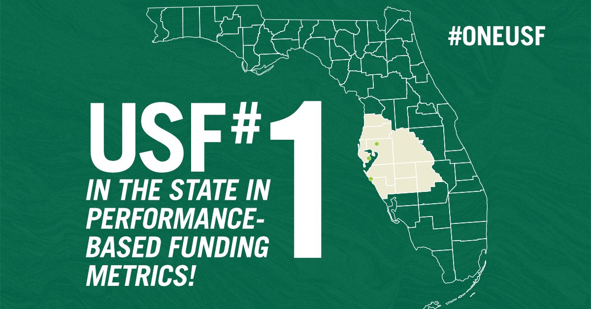#USF leads all state universities in performance-based funding metrics. 🤘

Placing first in a series of 10 student success-based metrics established by the @FLBOG, USF continues its upward trajectory &amp; commitment to excellence.

➡️ bit.ly/2zEbdSN