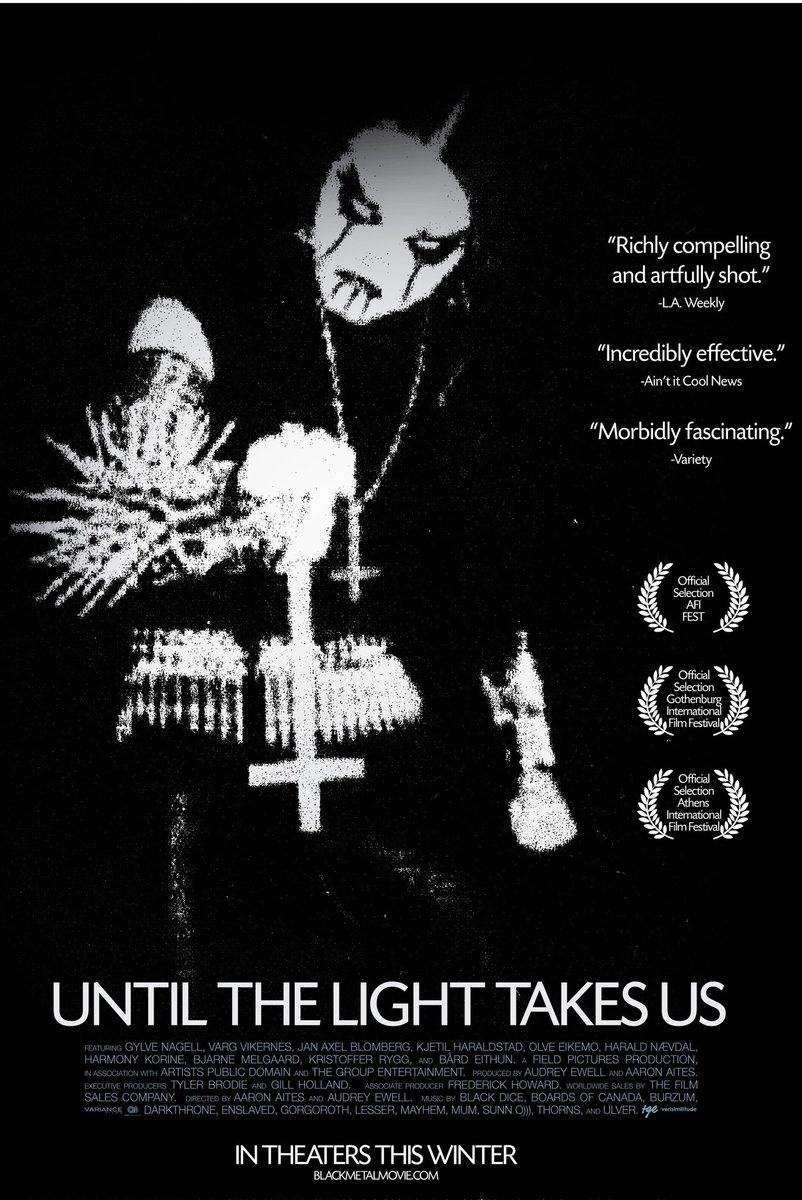 Until the Light Takes Us (2008)A couple of friends recommend this to me; a really interesting documentary on the Norwegian Black Metal scene in the early 90s. Would recommend watching with the lights on.