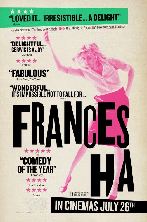 Frances Ha (2012)Noah Baumbach makes a damn fine “coming of age in your late 20s” movie, with great performances from Greta Gerwig and Adam Driver.
