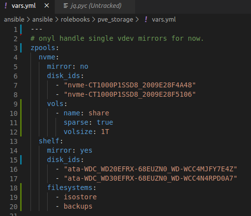 It was definitely a labour of love, but I've finally got my #ZFS setup being created idempotently - first step to declaring Tobermory's entire storage backend in code! :D

<a href="/moreati/">Alex Willmer</a>'s Ansible jq-filter was a bloody lifesaver!
github.com/moreati/jq-fil…