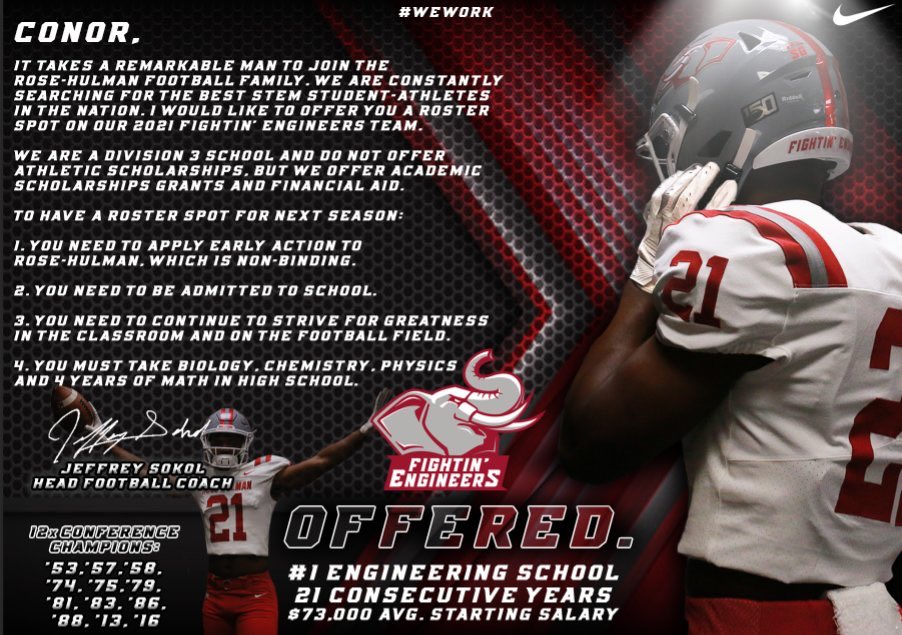 I am honored to have received an offer from Rose-Hullman. Thank you <a href="/CoachNickDavis/">Nick Davis</a> and the rest of the coaches for the opportunity.