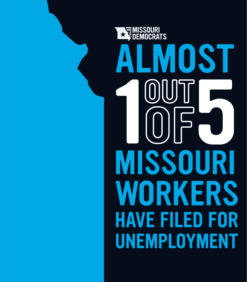 MoDemParty's tweet photo. Over 590,000 Missouri workers—almost 20% of our workforce—have filed for unemployment since March

Republicans like @AnnLWagner are calling relief efforts like the HEROES Act a "partisan charade" but State Sen. @JillSchupp is committed to fairly representing St. Louis #CanAnn https://t.co/hBgLh9xBle