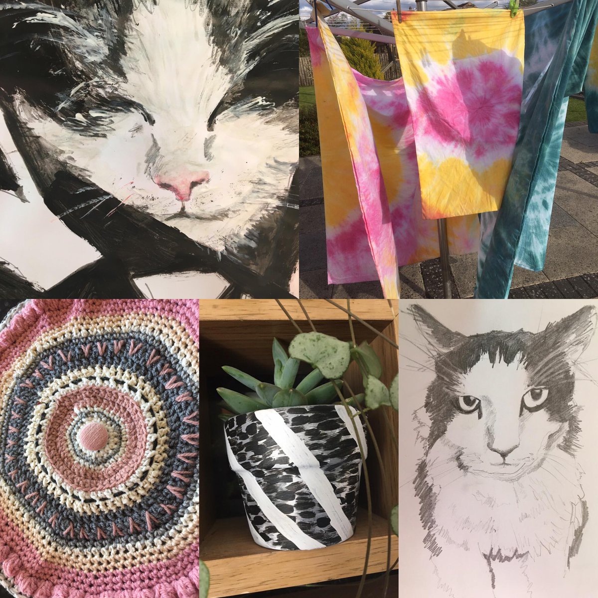 LauraVisitScot's tweet photo. A3 The South of Scotland is rich in creativity and I am especially inspired by our world-renowned textile industry, my crochet hook has been busy! I’ve started drawing again and have been tie-dyeing &amp; upcycling and all sorts! #LoveDandG #AWindowOnScotland https://t.co/FNsKqMJt3t