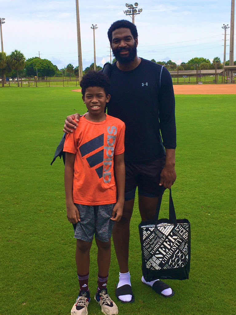 Che111B's tweet photo. Chance and Brady’s 1st time getting out the house in 3 months... not bad getting pointers and the chance to train with an NFL QB the first time leaving your house... @JBrissett12 #DelrayRocks https://t.co/ZvADesG8LF