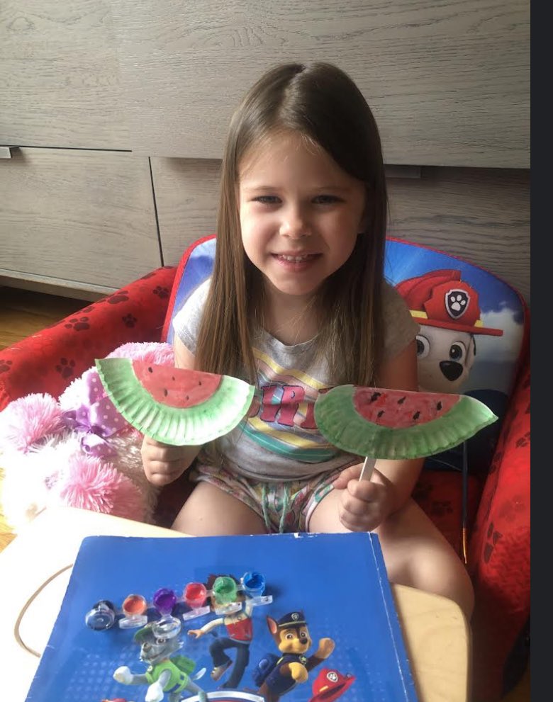 mrs_summa's tweet photo. This beautiful Cherub made watermelon fans after our ZOOM meeting today! We learned how watermelons grow and read a fun watermelon story!!! 🍉 #EBCCS #Cherubs #ebccsfamily @EBCCSNews @CSOboston @BostonCathSupt https://t.co/Ev21IAmrSC