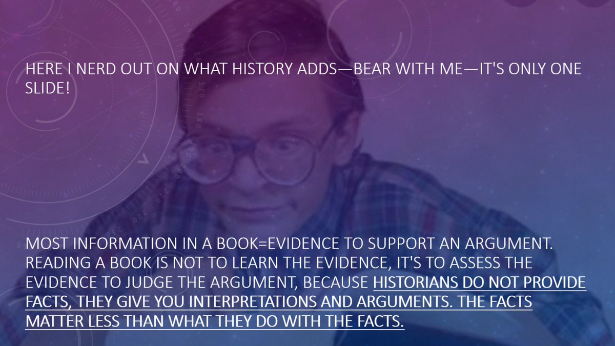 Here I try to explain what history books do. They take facts and they make magic-or arguments for all you cynics ;)-out of how they intepret the evidence. It's like a puzzle. Throw them on the floor and each historian will arrange pieces differently, throwing some out... 10/