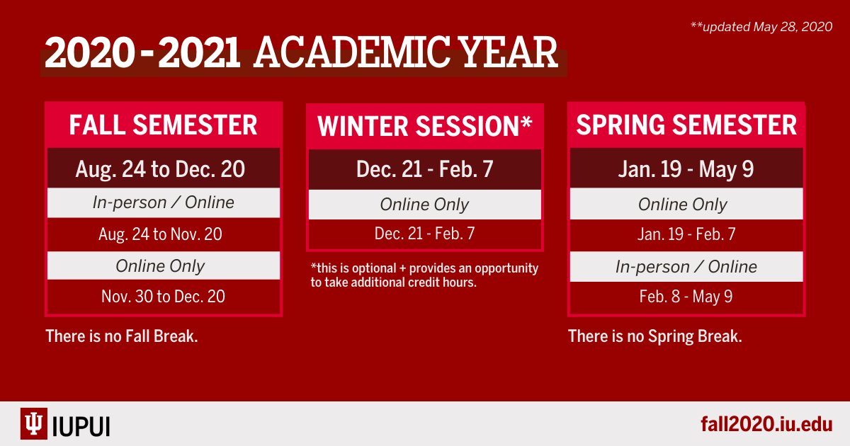 iupui calendar 2021 Iupui On Twitter We Re Seeing A Lot Of Questions About The Winter Session And We D Like To Clear The Air It Is Optional For Students Who Want To Take Additional Credit Hours iupui calendar 2021