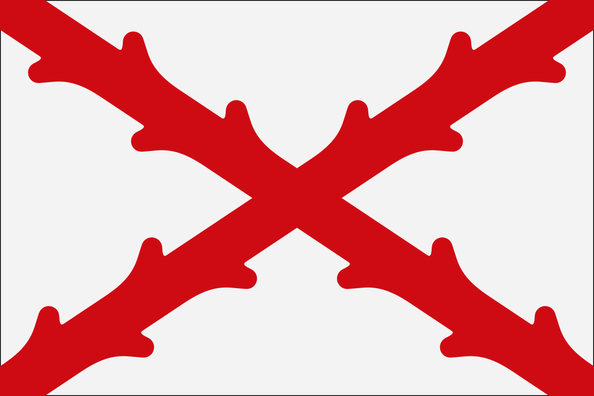 Para conocer el origen de la actual bandera hay que remontarse al reinado de Felipe V, cuando los borbones accedieron al trono.Este eliminó la cruz de Borgoña de los Austrias e introdujo el escudo de armas de los Borbones con un fondo blanco.