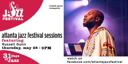 AtlantaJazzFest's tweet photo. Tonight, at 9 PM, @RussellGunn brings his distinctive, #hiphop influenced #jazz to the #AJFSessions stage this evening. Join us on the #AtlantaJazzFestival’s Facebook page to enjoy this performance as we celebrate the final week of #31DaysofJazz! https://t.co/jq4Q9xis2t