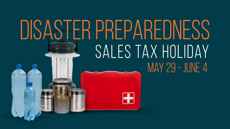 Hurricane Season starts June 1st. Take advantage of the sales tax holiday and stock up on supplies now.