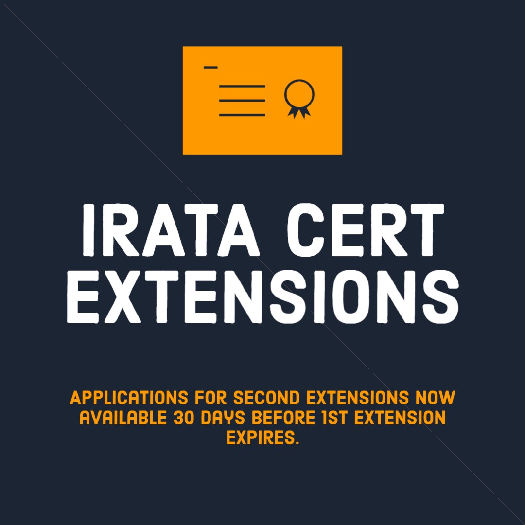 PacificRopes's tweet photo. Hey IRATA techs! Are you currently on an extension for your certification? You can now apply for a second extension 30 days before your first one expires.  https://t.co/6dPXGg6L0S #irata #ropeaccesstraining #iratatraining #iratacertification #iratacertificationextension https://t.co/Kkk2sAAddJ