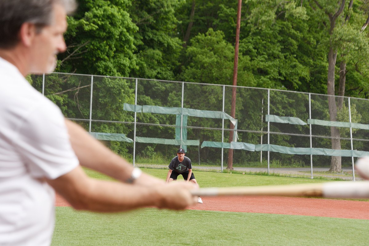 EricaPhotog's tweet photo. Peter Pritchard, of Hagaman, practices baseball with his son Michael, 13, on #ShuttleworthPark in #Amsterdam #518wx https://t.co/tCmyNLpjhV