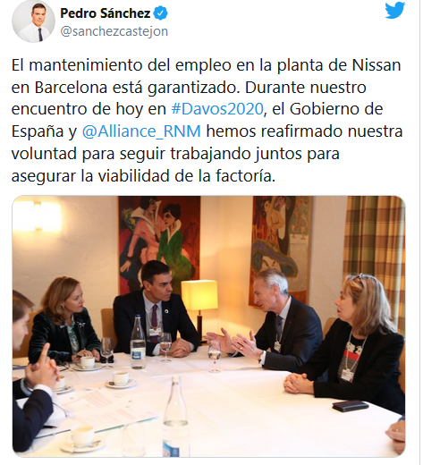 estas transferencia de dinero variable Jose Luis Cava on Twitter: "El presidente del gobierno de España dijo en  enero de 2020 que el mantenimiento de los puestos de trabajo de Nissan en  Barcelona están asegurados. Hoy el